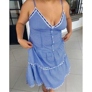 Pink x Frankie’s Bikinis Indiana Poplin Dress in Marina Gingham size XXL